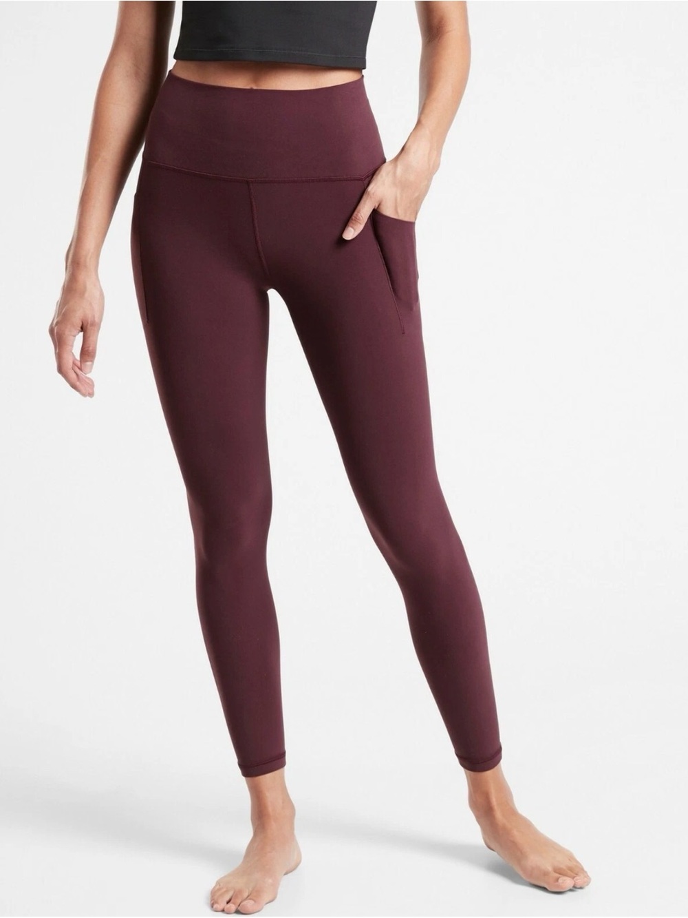 Athleta Salutation Stash Pocket II 7/8 Tight,Spiced Cabernet SZ Medium